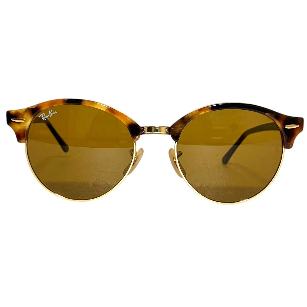 美品 Ray-ban レイバン CLUBROUND クラブラウンド サングラス RB4246 サイズ51□19-145 ハバナ べっ甲カラー×ブラック メンズ 古着 中古 USED