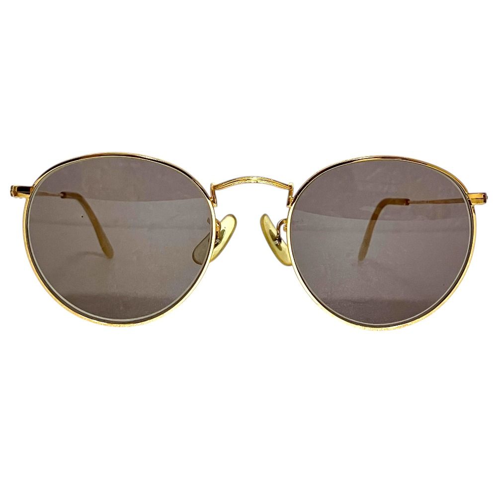 美品 Ray-ban レイバン B&L ボシュロム 度入り ラウンドメタル サングラス ゴールドカラーフレーム メンズ 古着 中古 USED