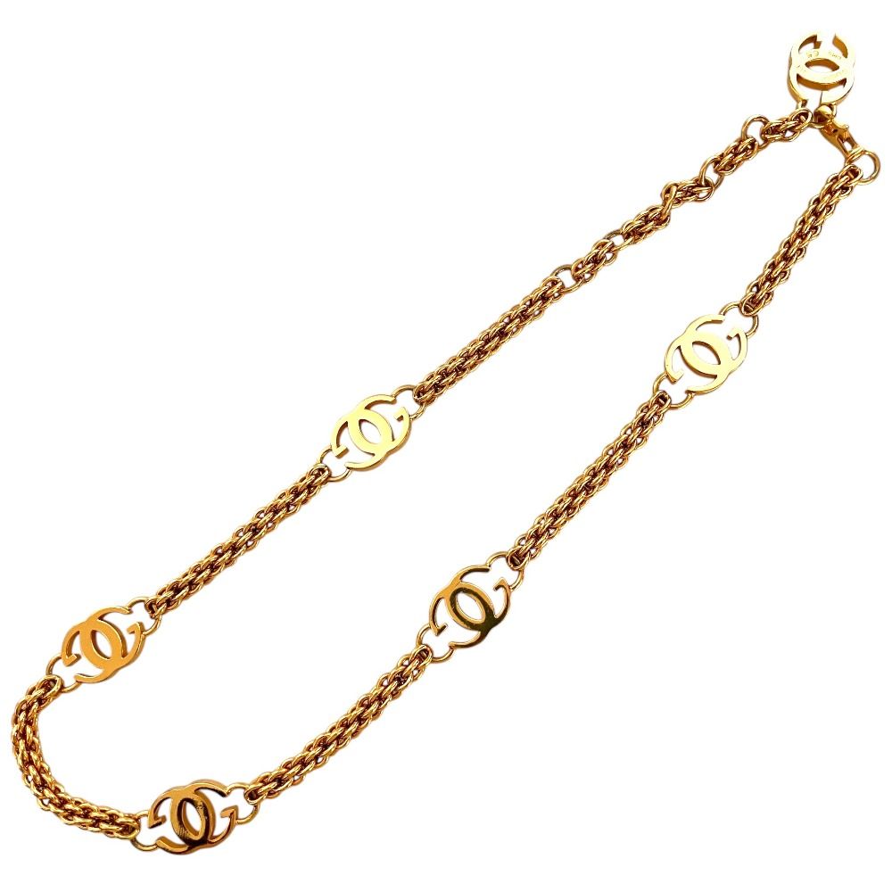 美品 GUCCI グッチ ヴィンテージ インターロッキングG チェーンベルト 65 ゴールドカラー レディース 古着 中古 USED
