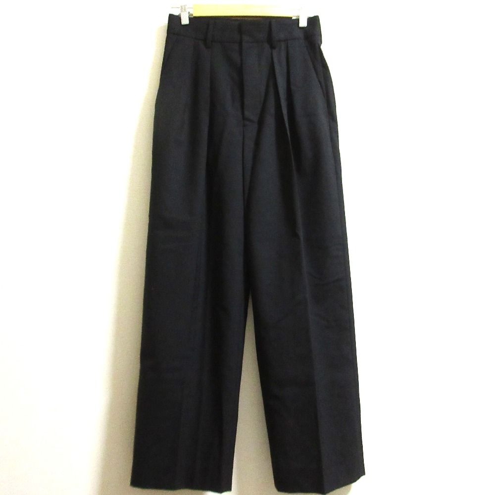 美品 24SS HARDY NOIR アルディーノアール ウール2タックスラックスパンツ サイズ38 ブラック レディース 古着 中古 USED