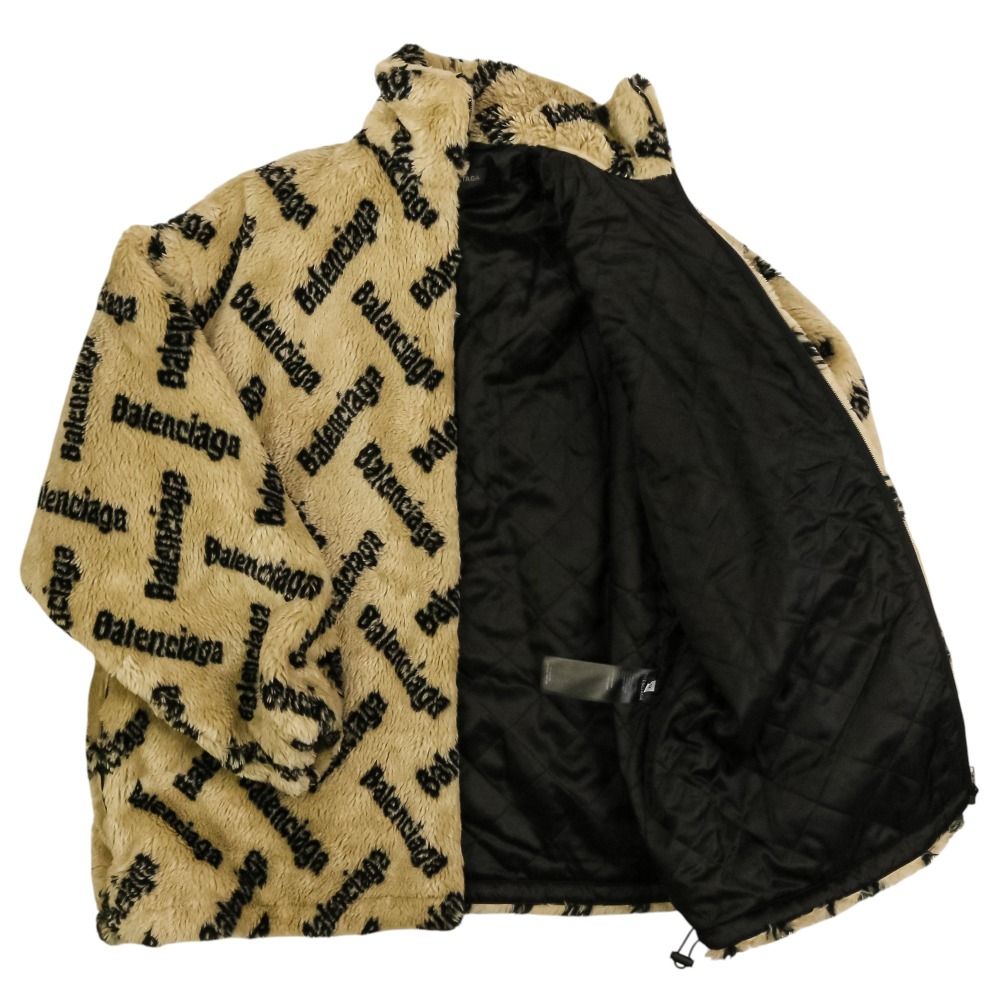 【激レア】現地購入 バレンシア C.F. 100周年 ジップアップジャケット 美品 BALENCIAGA バレンシアガ ロゴ総柄ジップアップボアフリース