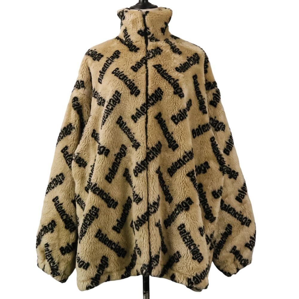 【激レア】現地購入 バレンシア C.F. 100周年 ジップアップジャケット 美品 BALENCIAGA バレンシアガ ロゴ総柄ジップアップボアフリース