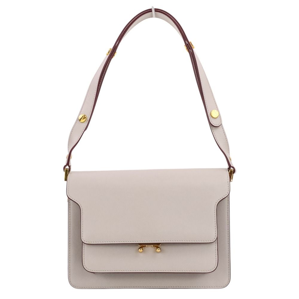 新品同様 MARNI マルニ トランク レザー ショルダーバッグ ライトグレー レディース 古着 中古 USED