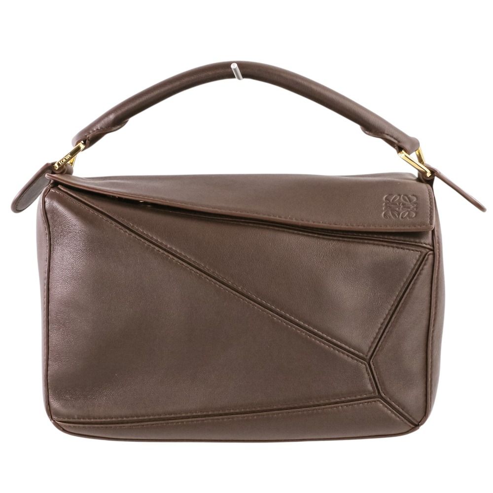 良品 LOEWE ロエベ Small Featherlight Puzzle bag in nappa lambskin パズルバッグ ハンドバッグ ショルダーバッグ ダークブラウン レディース 古着 中古 USED