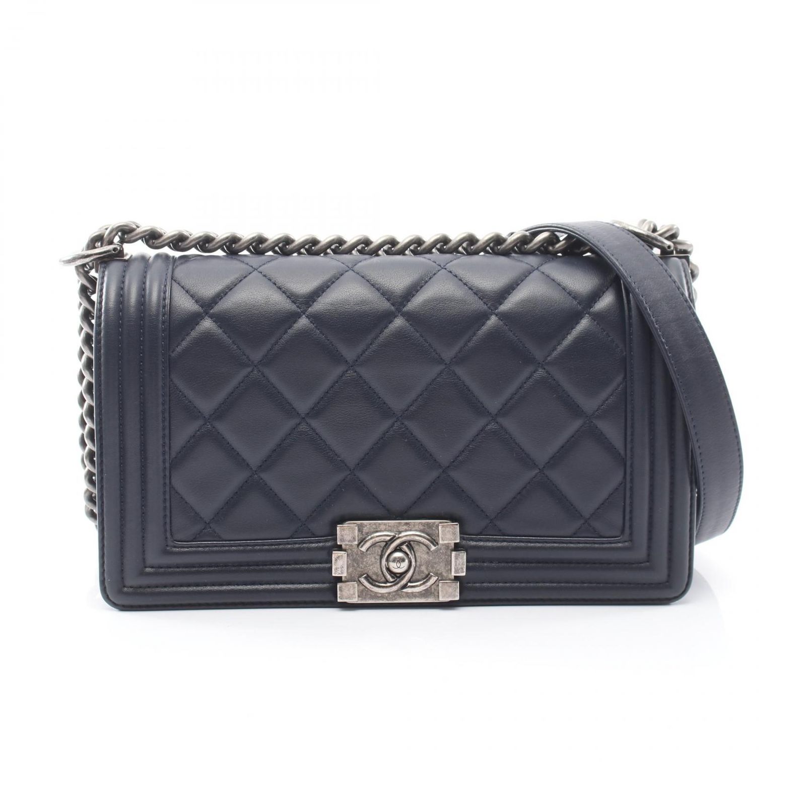 CHANEL シャネル ボーイシャネル アンティークシルバー金具 ショルダーバッグ