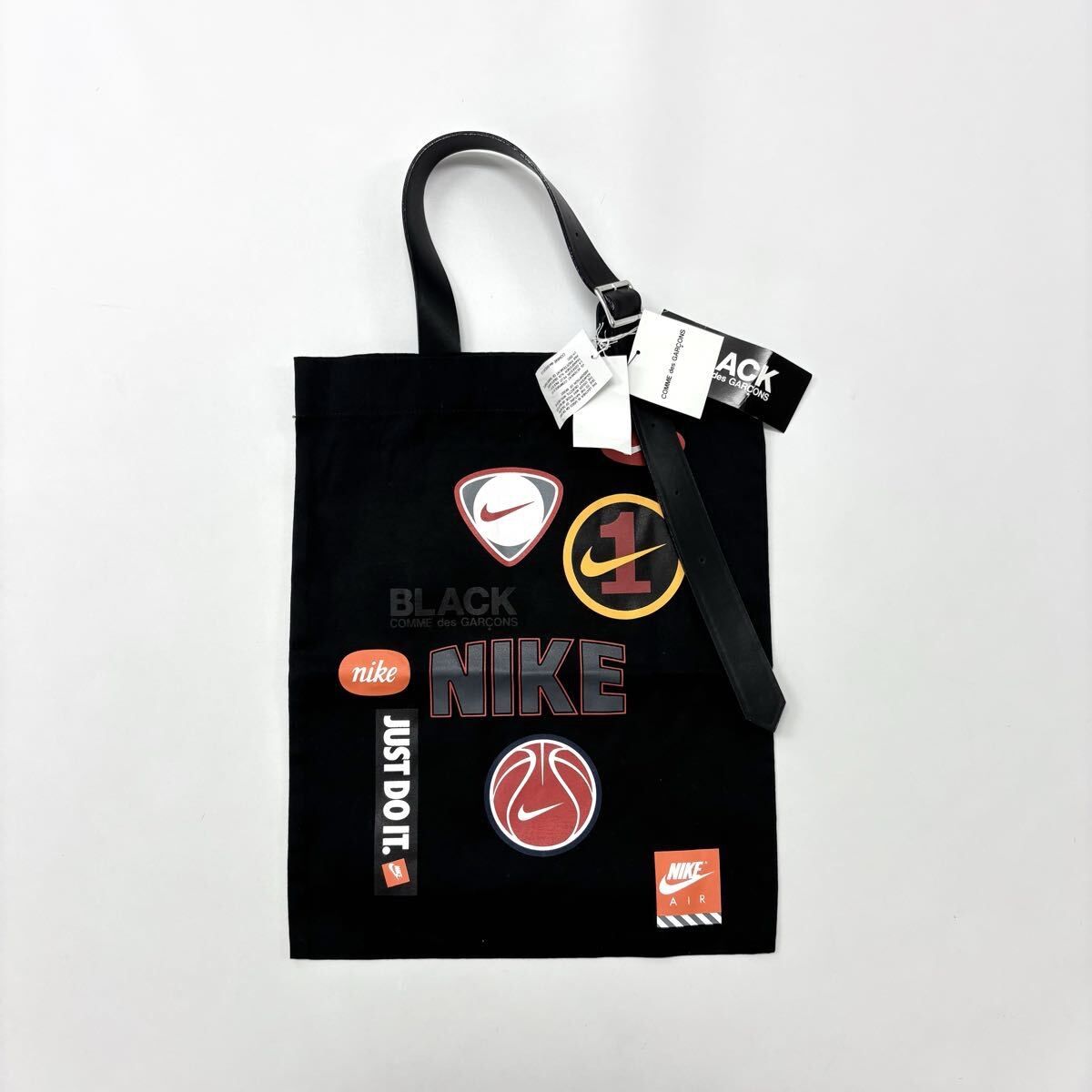 未使用 BLACK COMME des GARCONS ブラック コム デ ギャルソン NIKE ナイキ レザー キャンバス トート バッグ 31.5cm x 40cm 位 806-0050