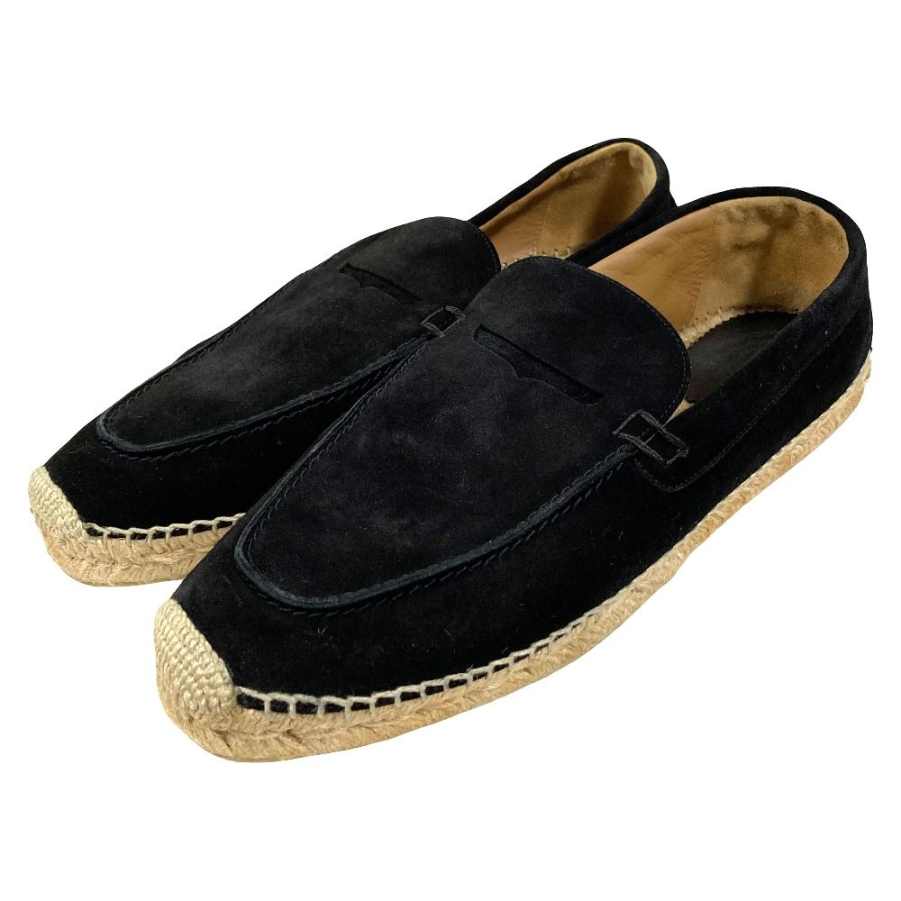 美品 Christian Louboutin クリスチャンルブタン エスパドリーユ スエード モカシン シューズ サイズ43 約28cm ブラック メンズ 古着 中古 USED
