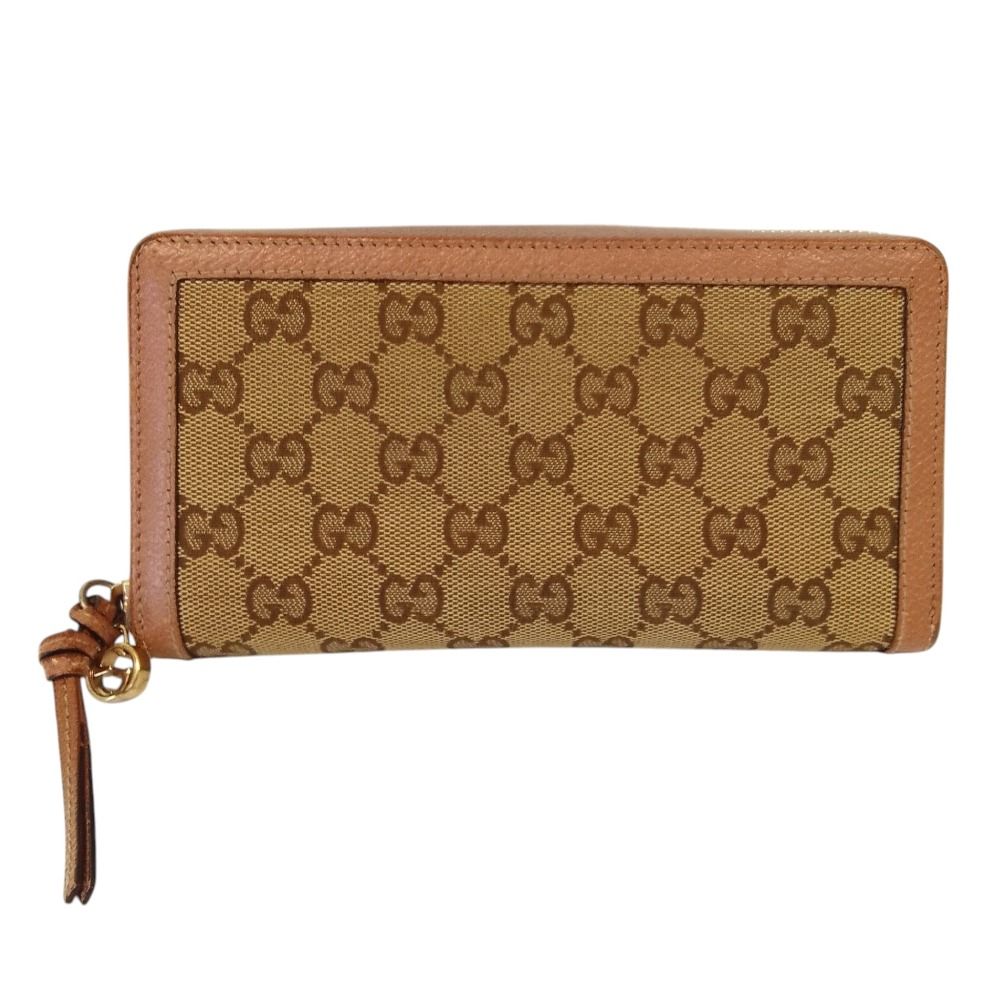 良品 GUCCI グッチ ブリー GGキャンバス ラウンドファスナー ロングウォレット 長財布 394005 ベージュ ピンクベージュ レディース 古着 中古 USED