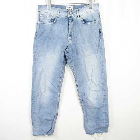 アクネ ストゥディオズ Acne Studios デニム パンツ ジーンズ カットオフ 26 ライトブルー ウォッシュ加工 kz15615