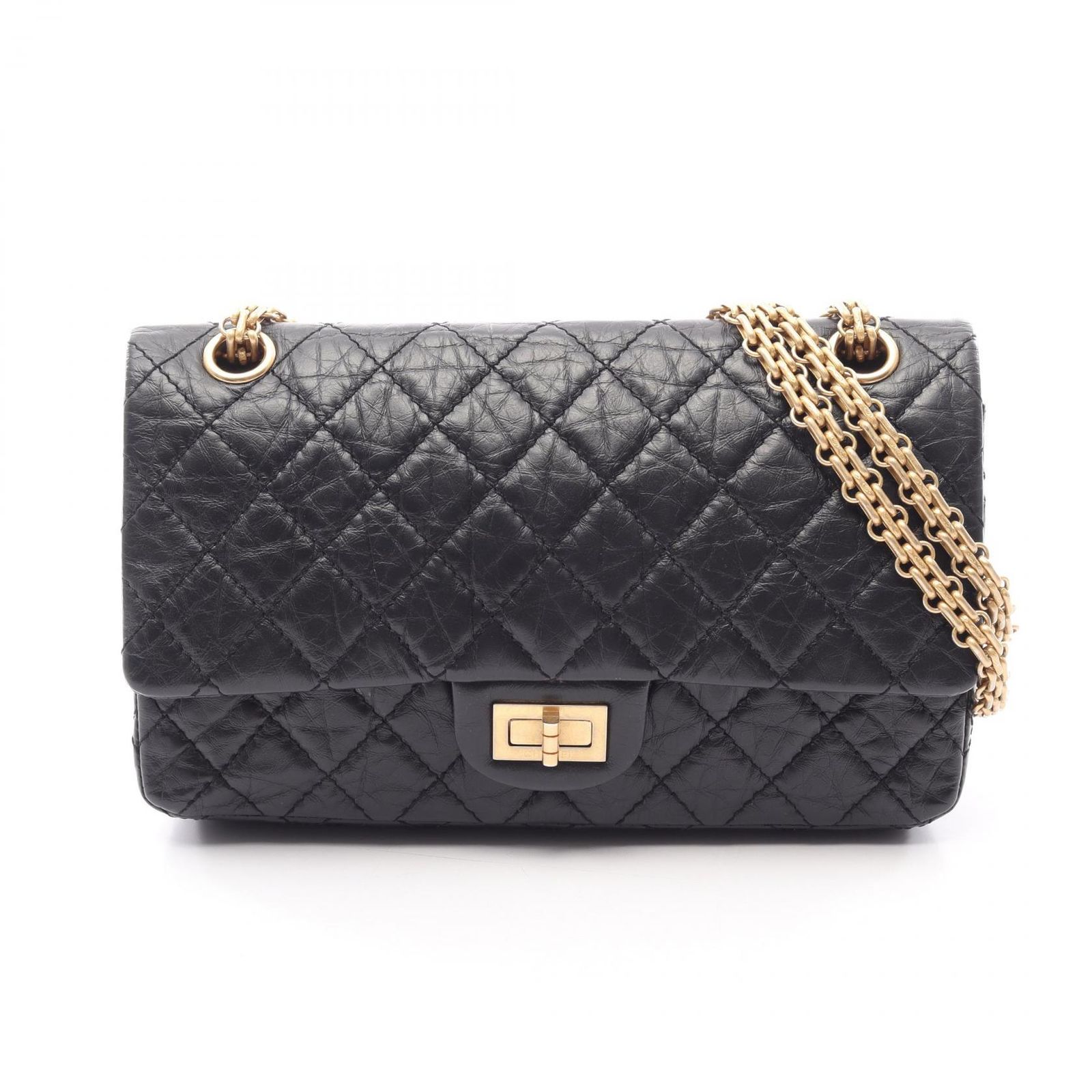 シャネル CHANEL ショルダーバッグ 2.55 マトラッセ マドモアゼルチェーン ブラック カーフ（牛革） 2.55 マトラッセ ダブルフラップ チェーンショルダー レディース