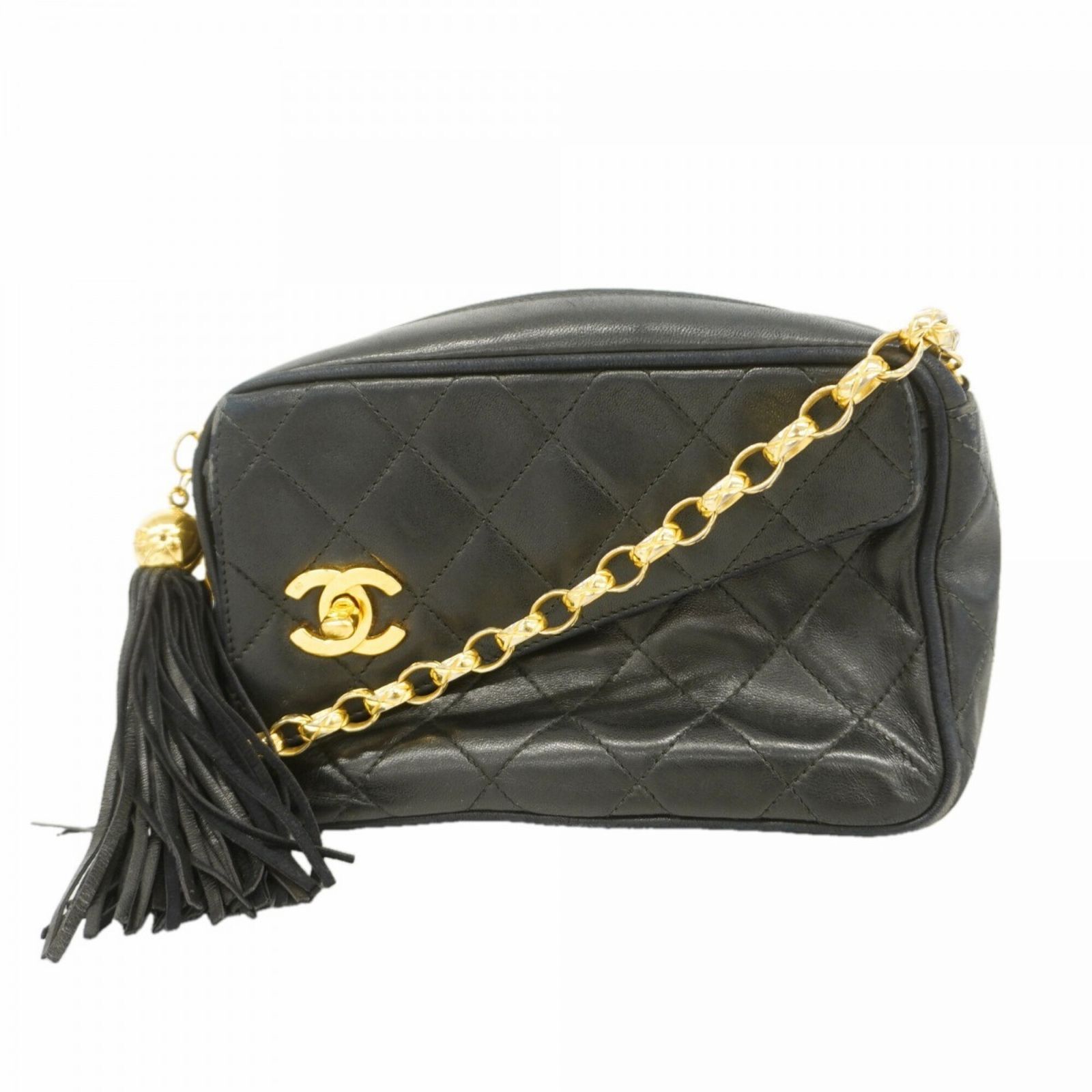 シャネル(Chanel) シャネル ショルダーバッグ マトラッセ 付きチェーンショルダー ラムスキン ブラック レディース