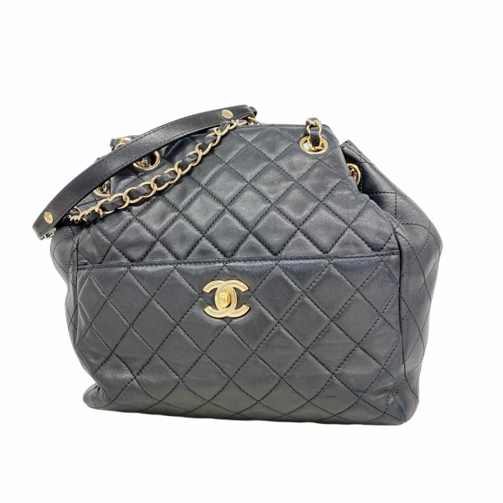シャネル(Chanel) シャネル ショルダーバッグ マトラッセ チェーンショルダー ラムスキン ブラック レディース