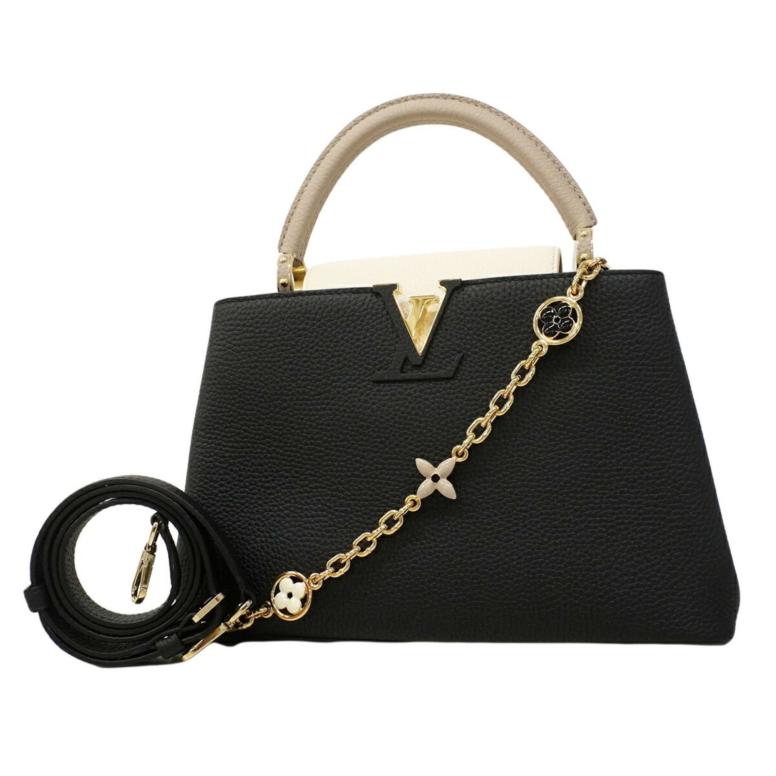 ルイ・ヴィトン(Louis Vuitton) ルイ・ヴィトン ハンドバッグ カプシーヌMM M25386 ブラック ベージュ 2wayバッグレディース