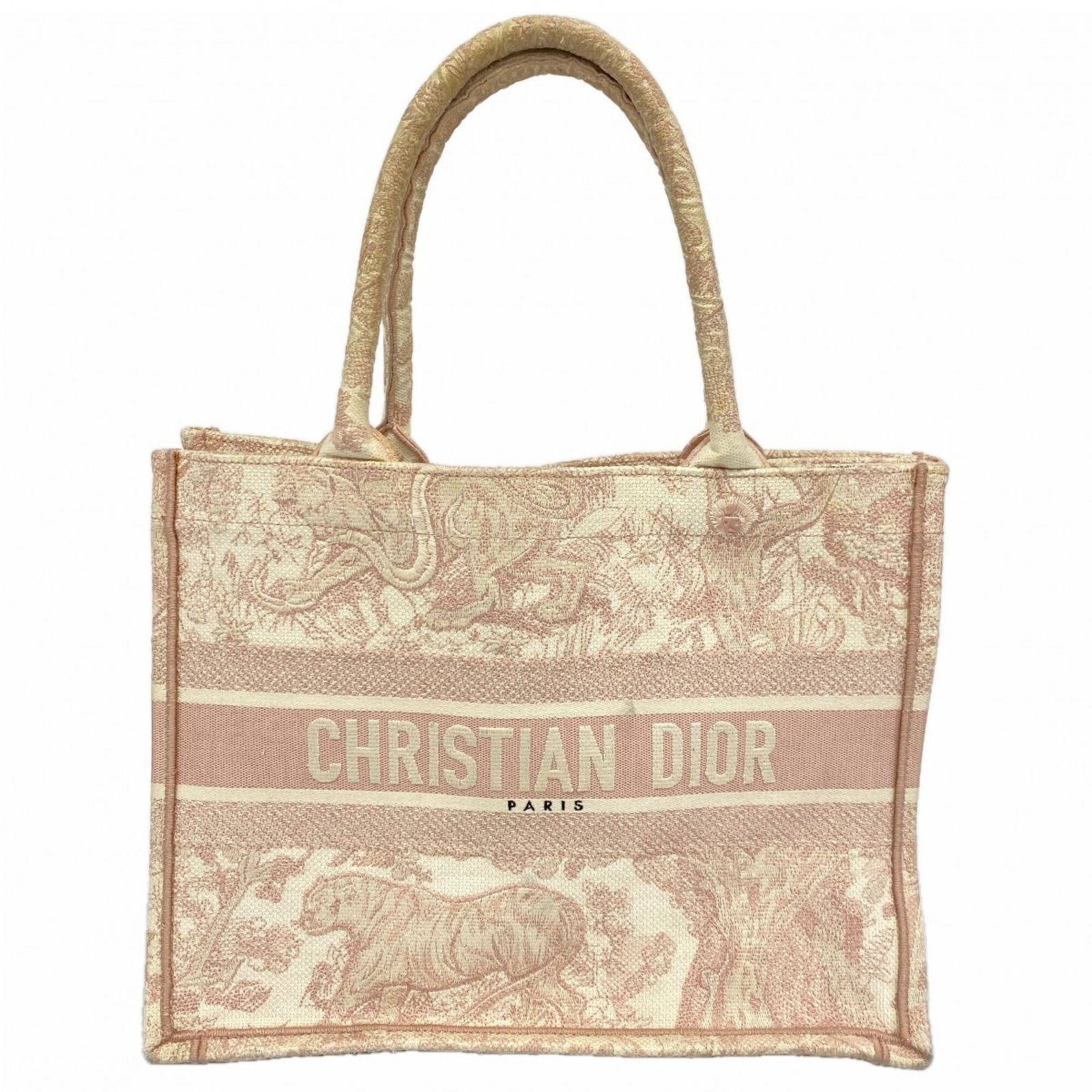クリスチャン・ディオール(Christian Dior) クリスチャンディオール トートバッグ ブックトート キャンバス ピンク ホワイトレディース
