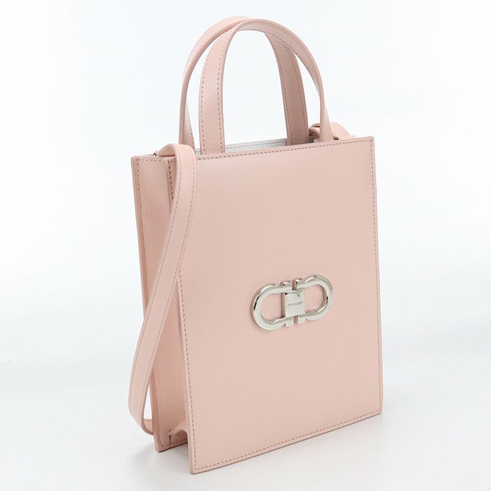 FERRAGAMO フェラガモ 2WAY ガンチーニ 21 8358 トートバッグ カーフ【中古】 レディース