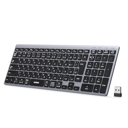UGREEN ワイヤレスキーボード 【Bluetooth＆2.4G】 無線 フルキーボード テンキー付 USB-C充電式 薄型 JIS 日本語配列 最大3台マルチペアリング対応 IOS/Android/Windows/Mac OS対応ma ab12068c