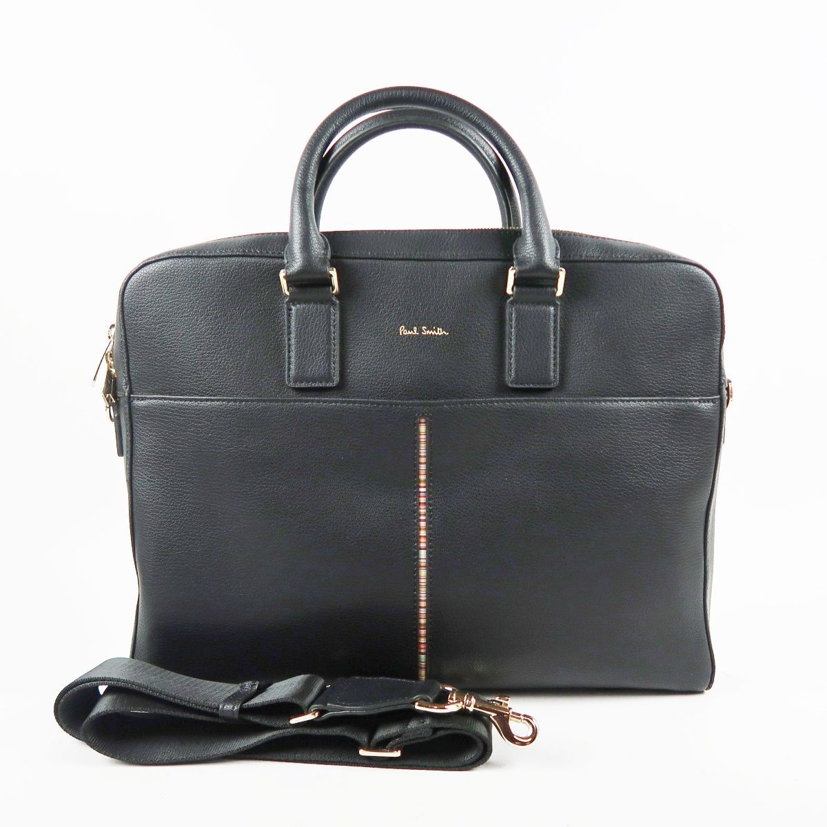 【超美品】Paul Smith ポールスミス 2WAYショルダー ハンドバッグ 書類鞄 ビジネスバッグ ブラック【GH58】