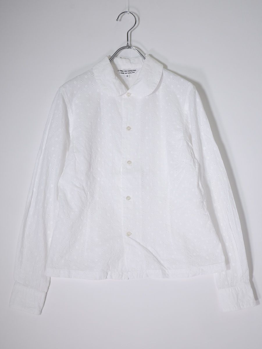 COMME des GARCONS COMME des GARCONSコムデギャルソン コムコム ラウンドカラー丸襟カットワークレースブラウス シャツ【S】【LSHA81891】