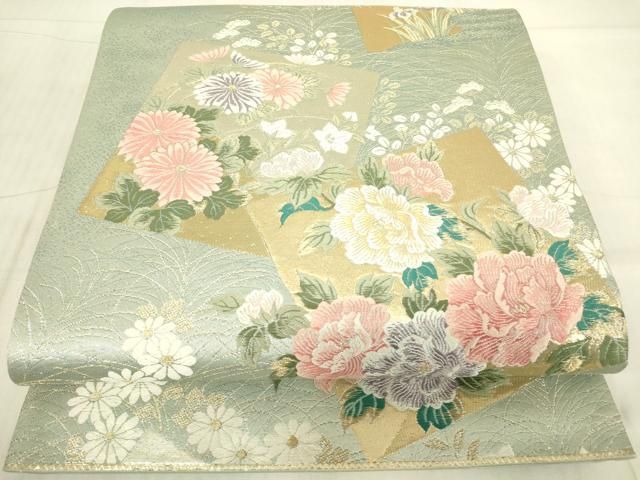 平和屋本店▼六通柄袋帯　唐織　華衣　九百織　本金弐重箔　正絹　逸品　DABG0546az