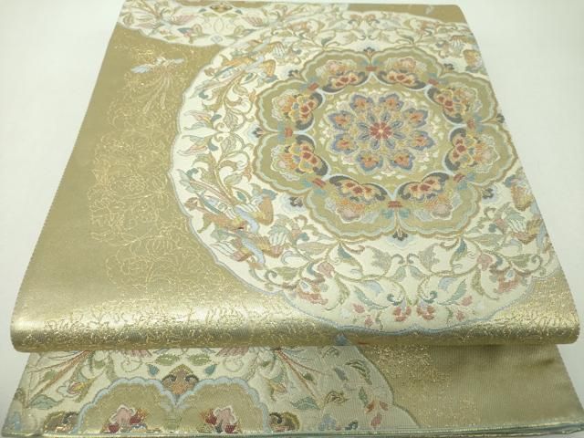 平和屋本店▼六通柄袋帯　手都　伽羅織　正倉院花文　本金箔　正絹　逸品　DABG8224ps