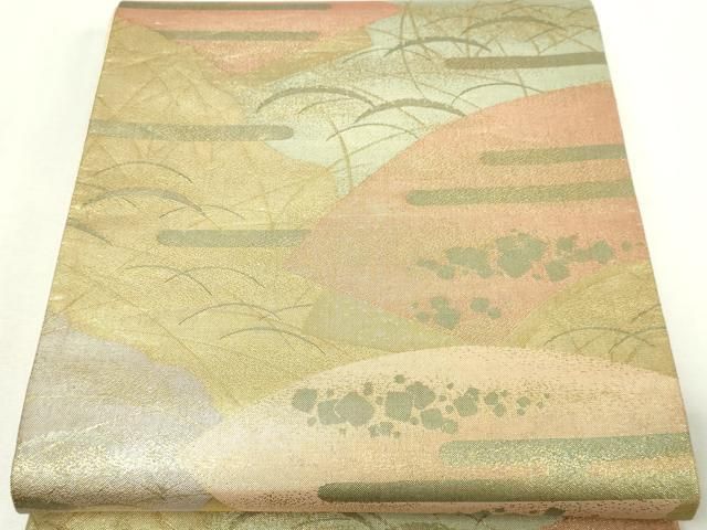 平和屋本店▼佐賀錦　六通柄袋帯　露芝未広文　本金箔　正絹　逸品　DABG9653sf