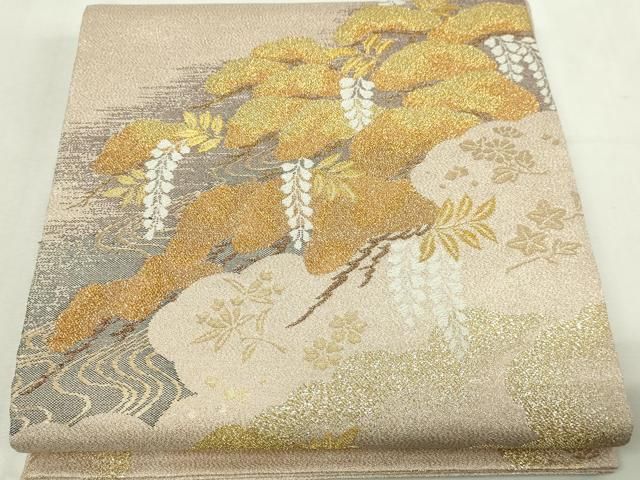 平和屋本店▼綴れ　六通柄袋帯　松文　純金箔　正絹　逸品　DABG9660sf