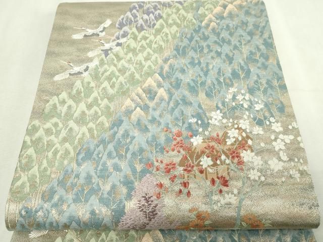 平和屋本店▼六通柄袋帯　北山杉　本金京百景　正絹　逸品　DABG9667sf