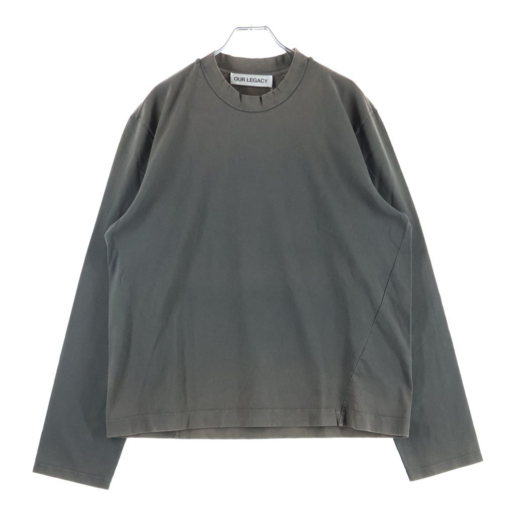 OUR LEGACY (アワーレガシー) BIG LONGSLEEVE ヴィンテージ加工 ビッグロングスリーブ クルーネック 長袖Tシャツ チャコールグレー M4246BAC