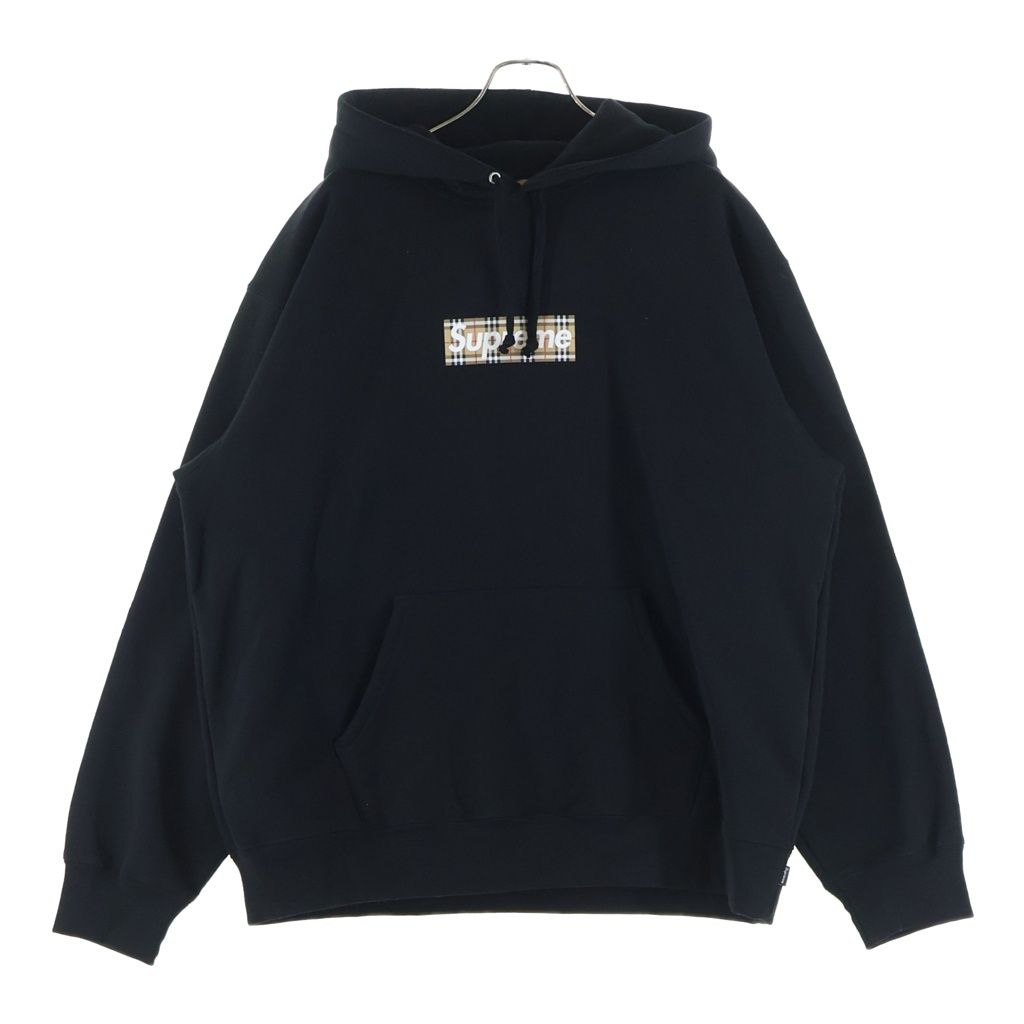 SUPREME (シュプリーム) 22SS ×BURBERRY Box Logo Hooded Sweatshirt バーバリー ボックスロゴ スウェットプルオーバーパーカー ブラック