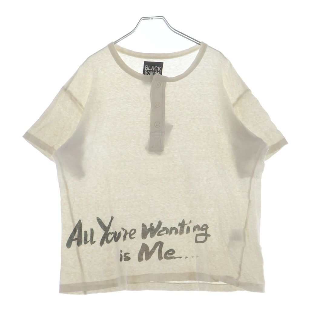 BLACK Scandal Yohji Yamamoto (ブラックスキャンダルヨウジヤマモト) 19AW ALL YOURE WANTING IS ME ヘンリーネック HC-T39-082 クルーネックカットソー ホワイト