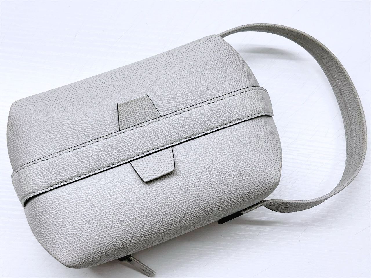 美品　Valextra　ヴァレクストラ　トリックトラック　ミニ　ハンドバッグ　ストーングレー