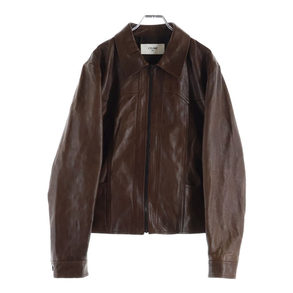 CELINE (セリーヌ) 23AW ワックスウエスタンブルゾン ラムスキン レザージャケット ブラウン