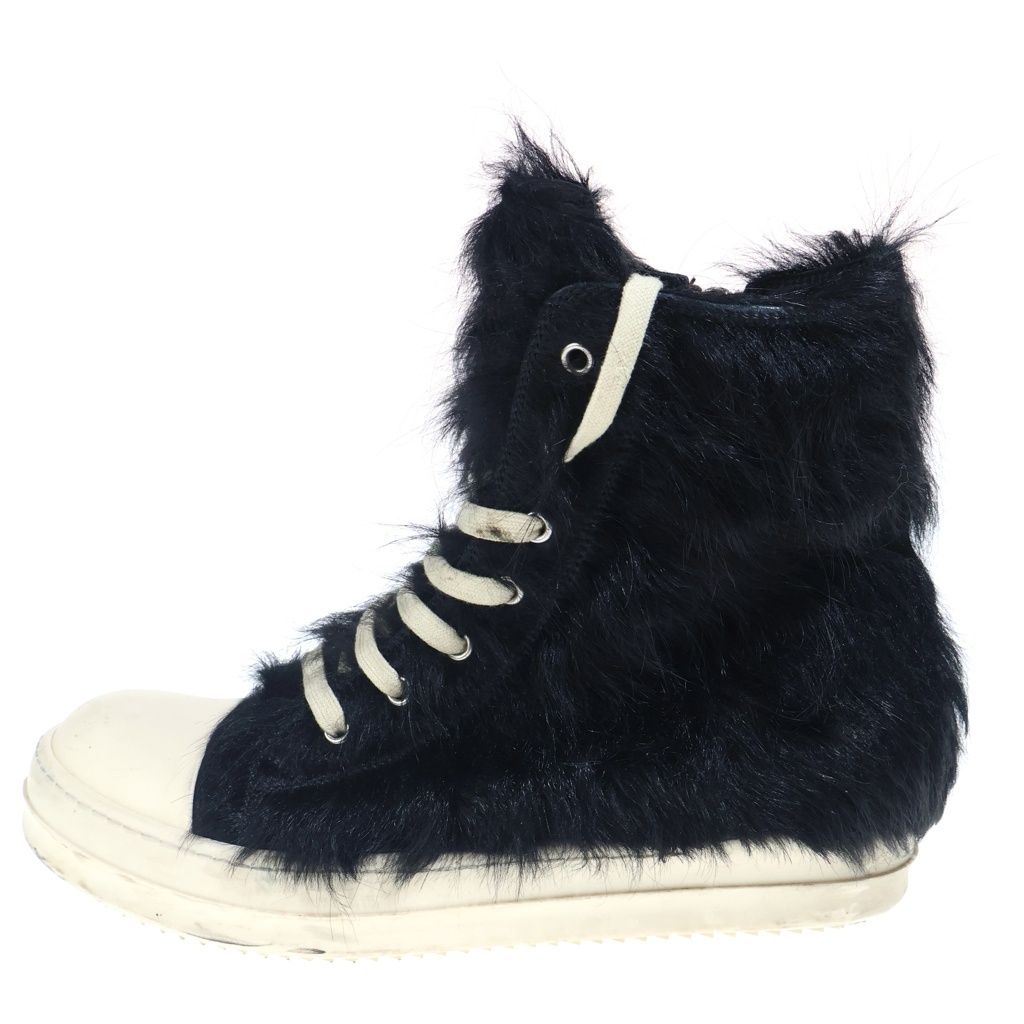 Rick Owens (リックオウエンス) strobe high pony hair ラモーンズ ハイカット ファー スニーカー シューズ 靴 ブラック