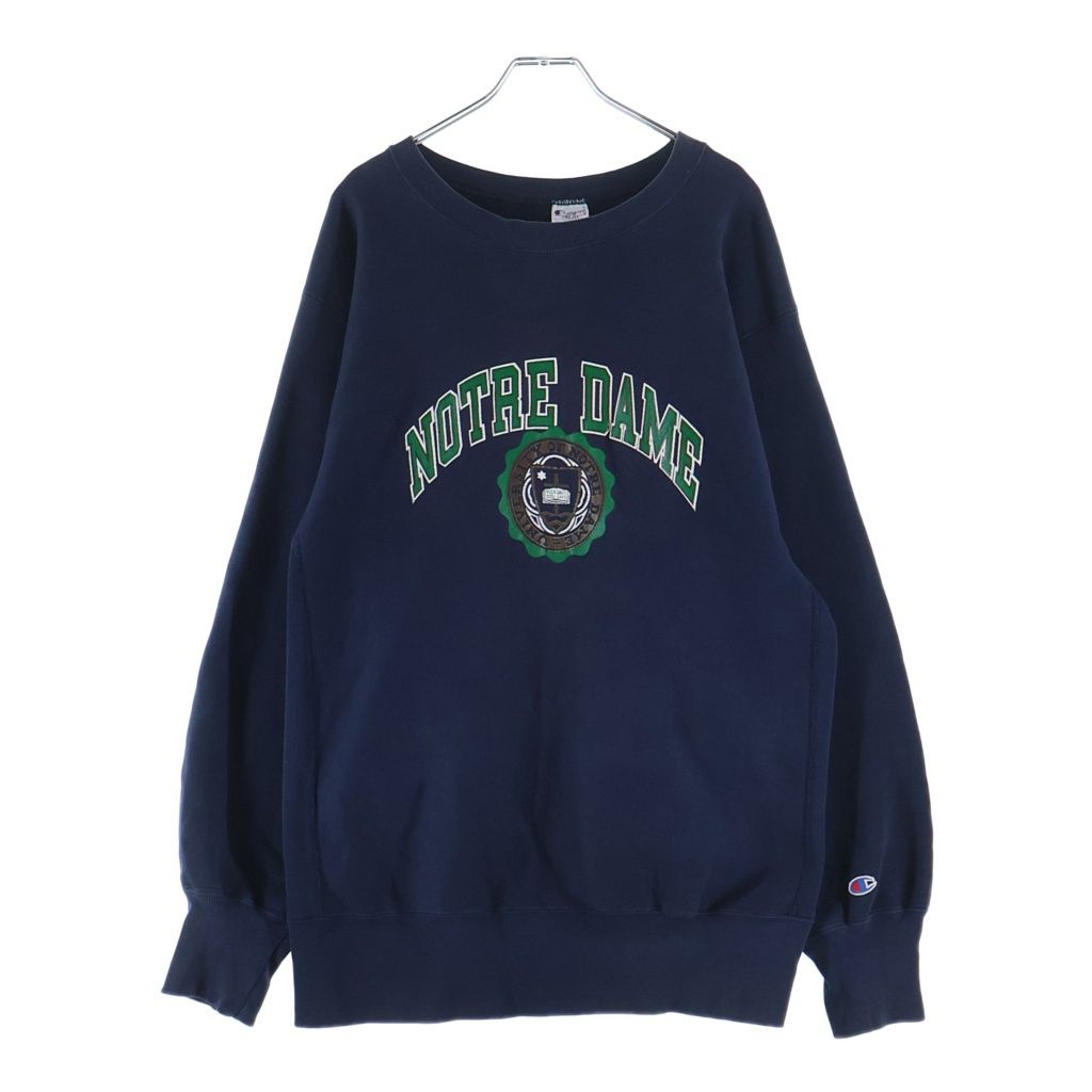 CHAMPION (チャンピオン) 90S VINTAGE Reverse Weave NOTRE DAM ヴィンテージ リバースウィーブ ノートルダム クルーネックスウェットトレーナー ネイビー