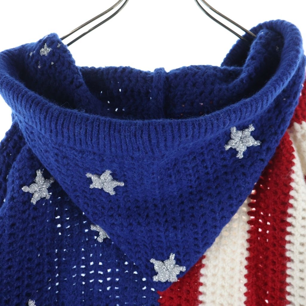 CELINE セリーヌ WOOL HOODIE ウール 星条旗 フーデット ニット セーター マルチ 2AF44973T CELINE (セリーヌ) WOOL HOODIE ウール 星条旗 フーデット ニット