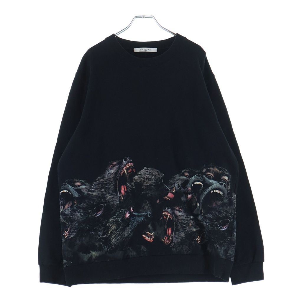 GIVENCHY (ジバンシィ) 16AW Screeching Monkey Print Cotton Jersey Sweatshirt スクリーチングモンキープリント クルーネックスウェットトレーナー ブラック 16F 7308 653