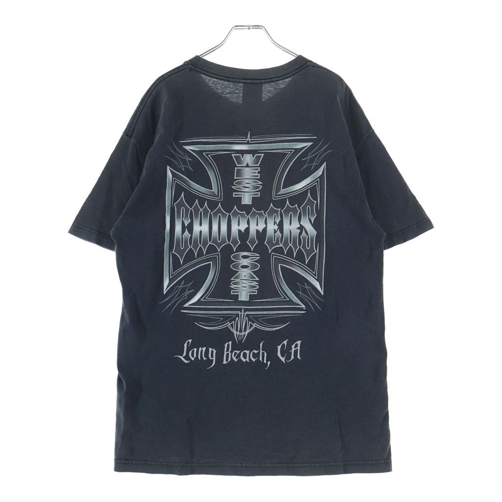 VINTAGE (ヴィンテージ) 90-00s WEST COAST CHOPPERS IRON CROSS JESSE WHO ウェストコーストチョッパーズ アイアンクロス 両面プリント 半袖Tシャツ カットソー ブラック