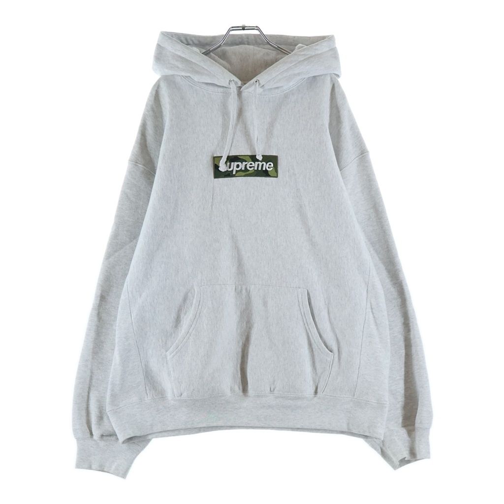 SUPREME (シュプリーム) 23AW Box Logo Hooded Sweatshirt カモフラ ボックス ロゴ プルオーバースウェットパーカー フーディー グレー