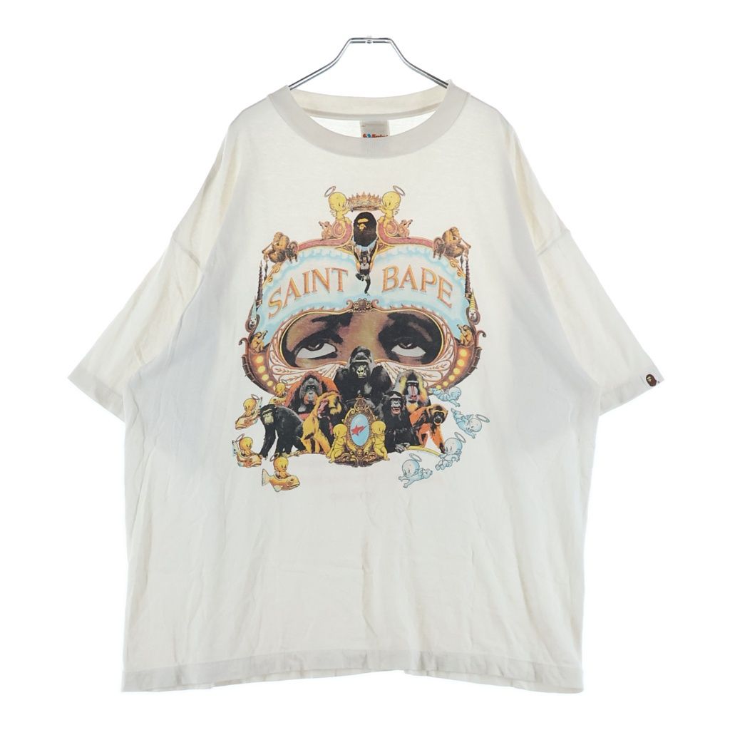 SAINT MICHAEL (セントマイケル) 25AW ×BAPE SS TEE GENERATION アベイシングエイプ プリント半袖Tシャツ ホワイト SM-HR1-0000-C36