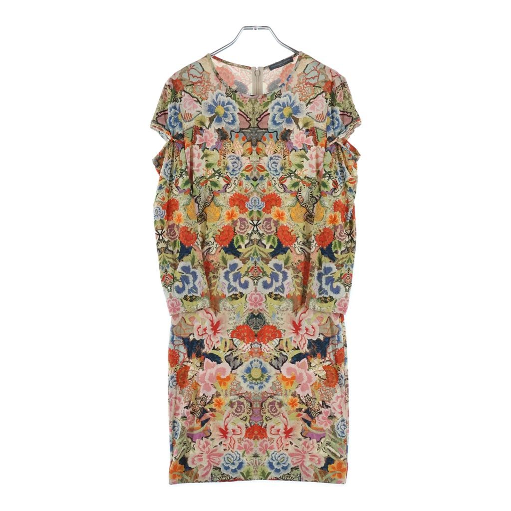 Alexander McQueen (アレキサンダーマックイーン) Multi-Color Rayon Blend Floral Long Sleeve Dress 総柄 レーヨン ワンピース ドレス マルチ 344533 QCL15
