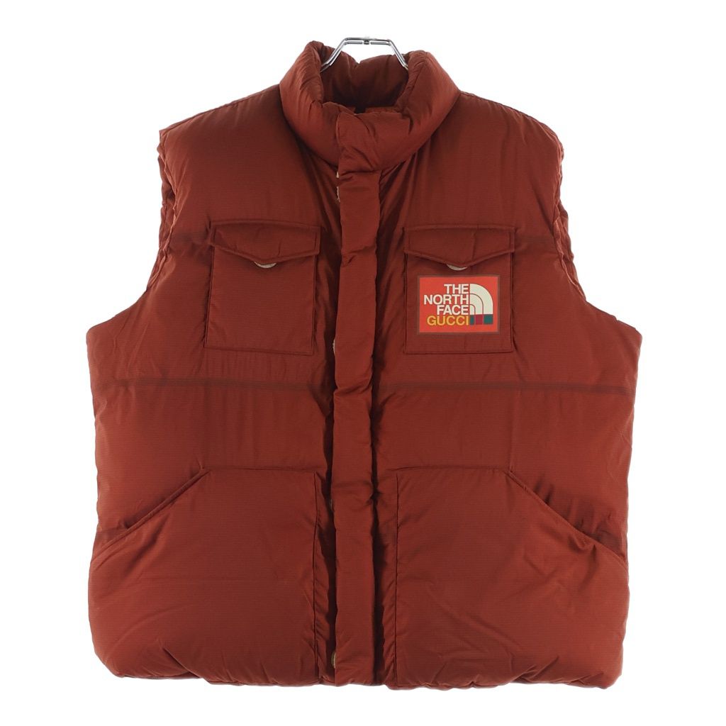 GUCCI (グッチ) ×THE NORTH FACE ザノースフェイス ジップアップ ナイロン グースダウンベスト オレンジ 663761 XAAC1