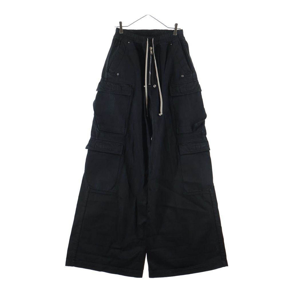 DRKSHDW (ダークシャドウ) 26AW DOUBLE CARGO JUMBO BELAS ワイドレグ カーゴパンツ ドローコード フラップポケット ブラック DU02E7398-BW
