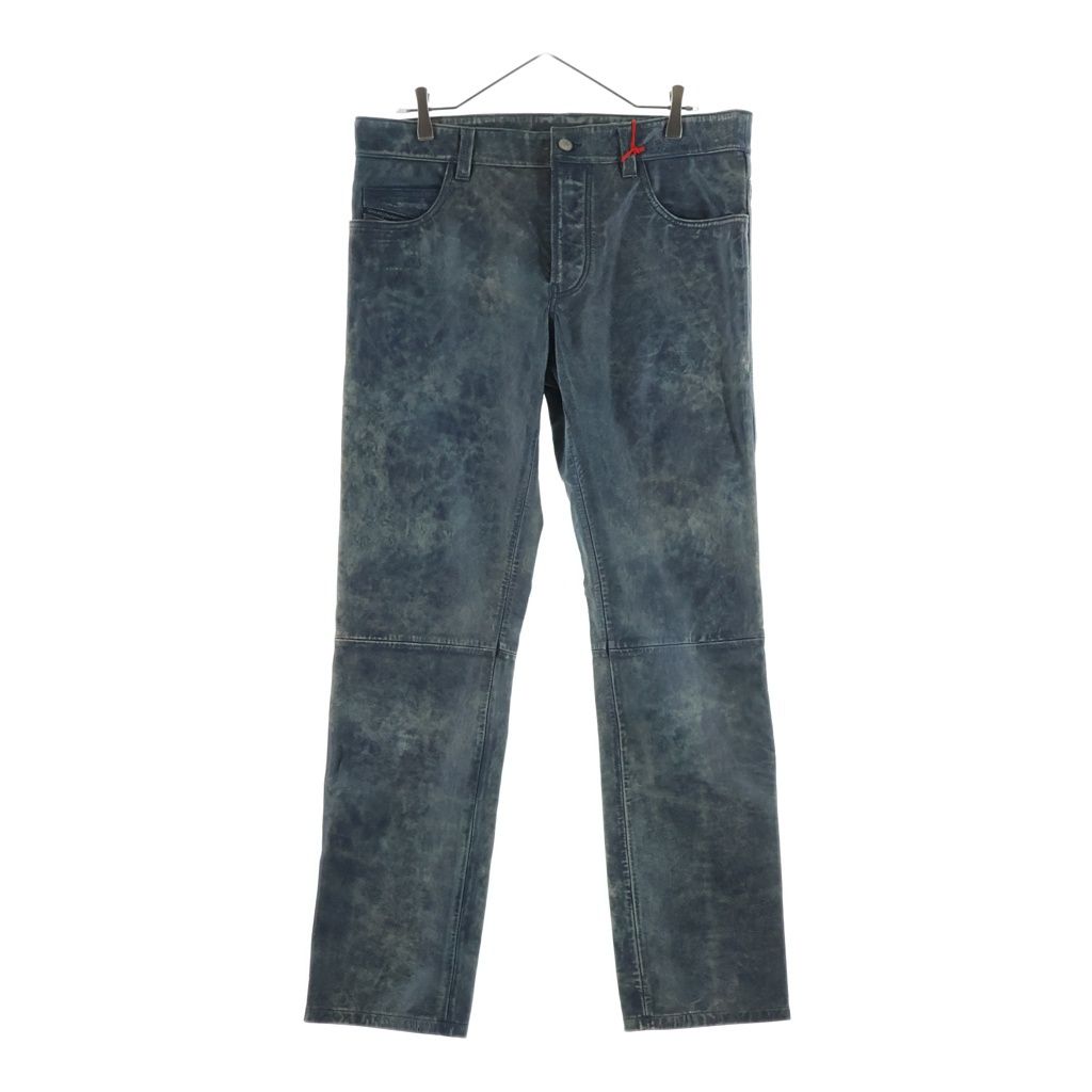 DIESEL (ディーゼル) 26SS P-VYLL-QMBW レザーパンツ シープスキン ブルー A218560QMBW