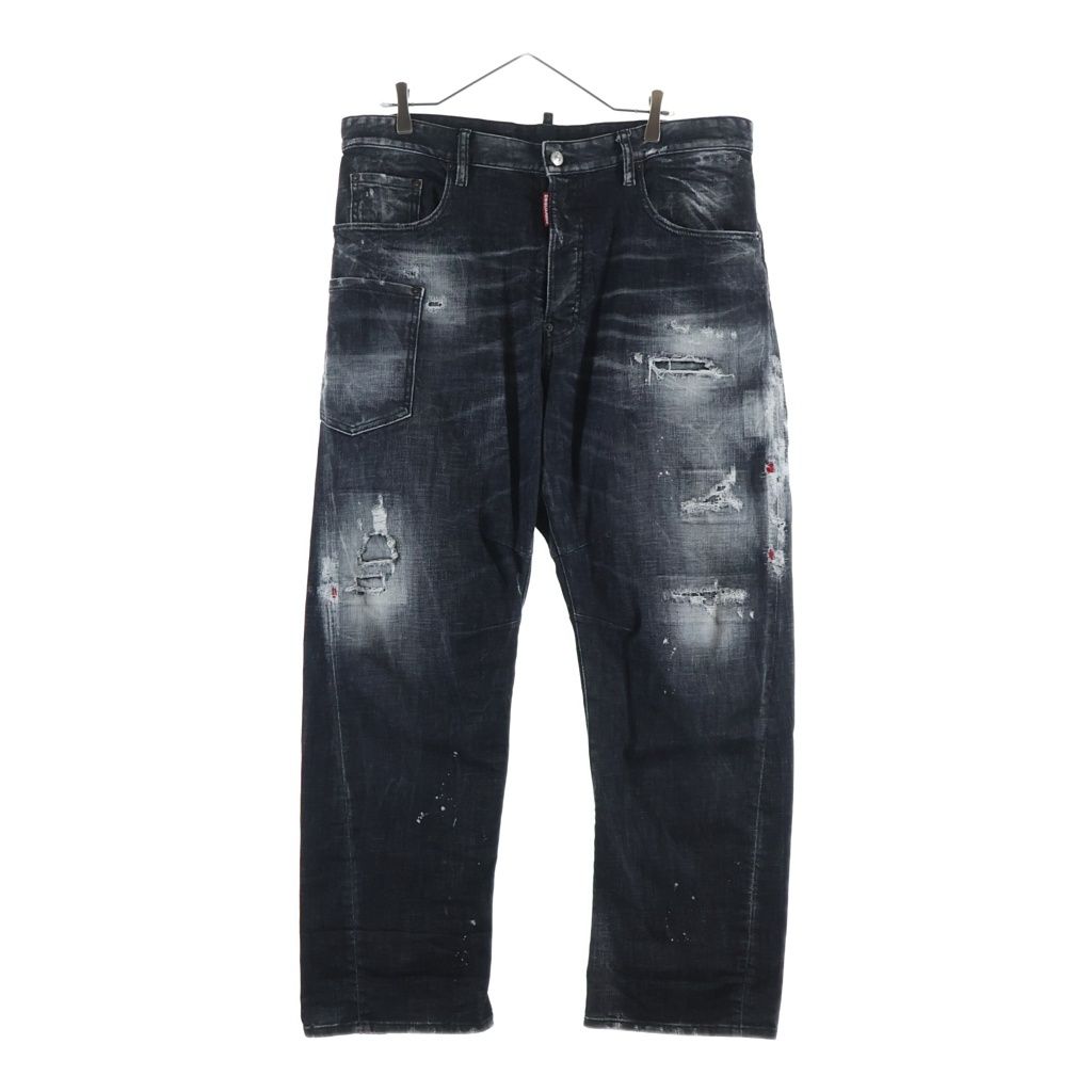 DSQUARED2 (ディースクエアード) ダメージ加工バギーデニムパンツ ストレートパンツ グレー S74LB1640