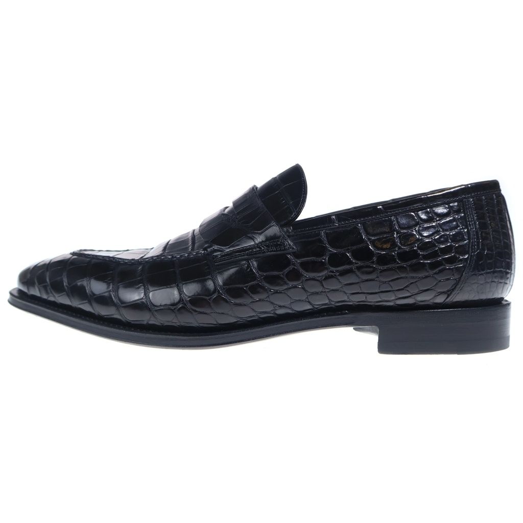 Santoni (サントーニ) クロコダイルレザー コインローファー ドレスシューズ 革靴 ブラック US10.5 6949
