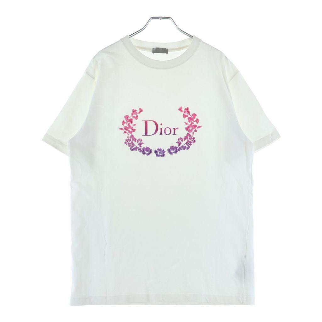 Dior HOMME (ディオールオム) 23SS ロゴエンブロイダリー クルーネック 半袖Tシャツ カットソー ホワイト 313J696A0554