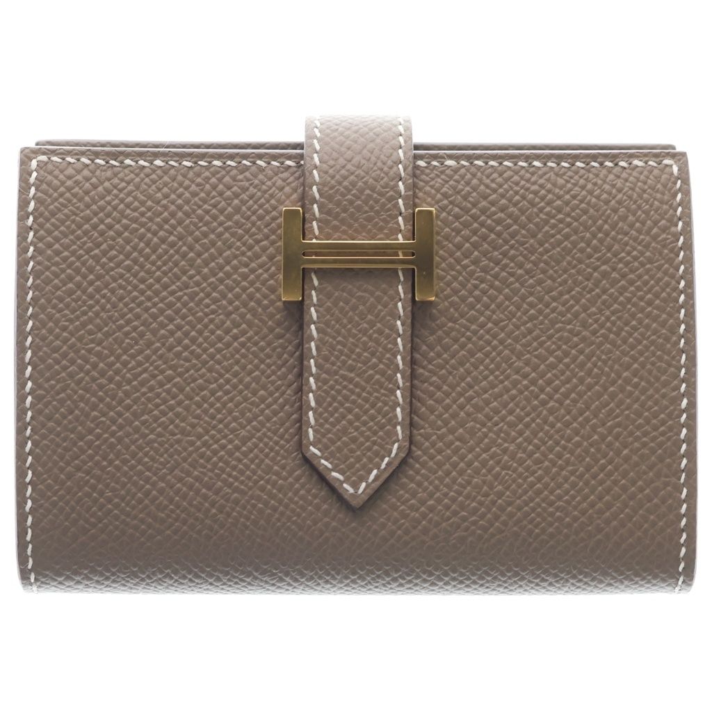 HERMES (エルメス) BEARN MINI W刻印 ベアンミニ コンビネ エトゥープ レザー ショートウォレット ベージュ