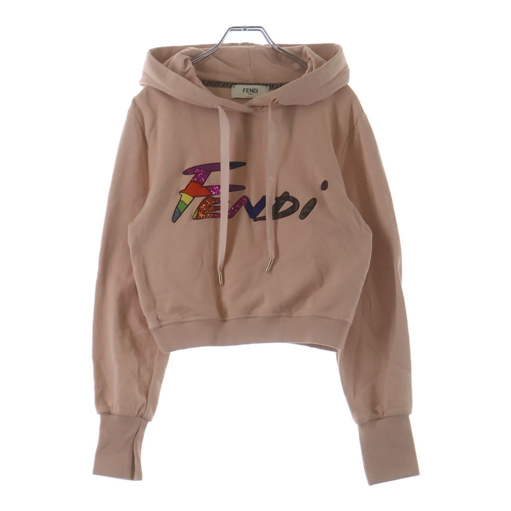 FENDI (フェンディ) ロゴ クロップドパーカー ピンク S