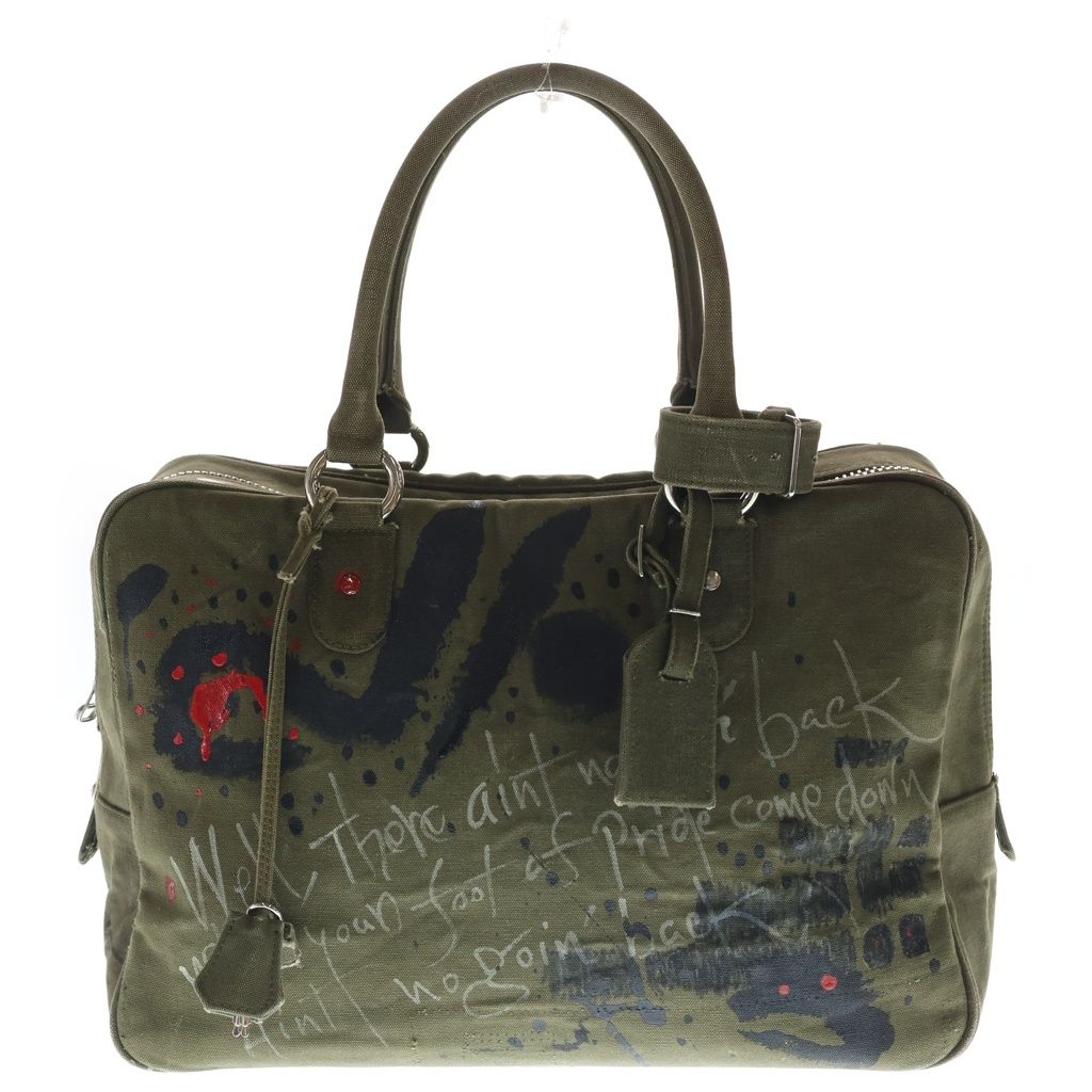 READY MADE (レディメイド) BOX BAG グラフィティ キャンバス ハンドバッグ カーキ