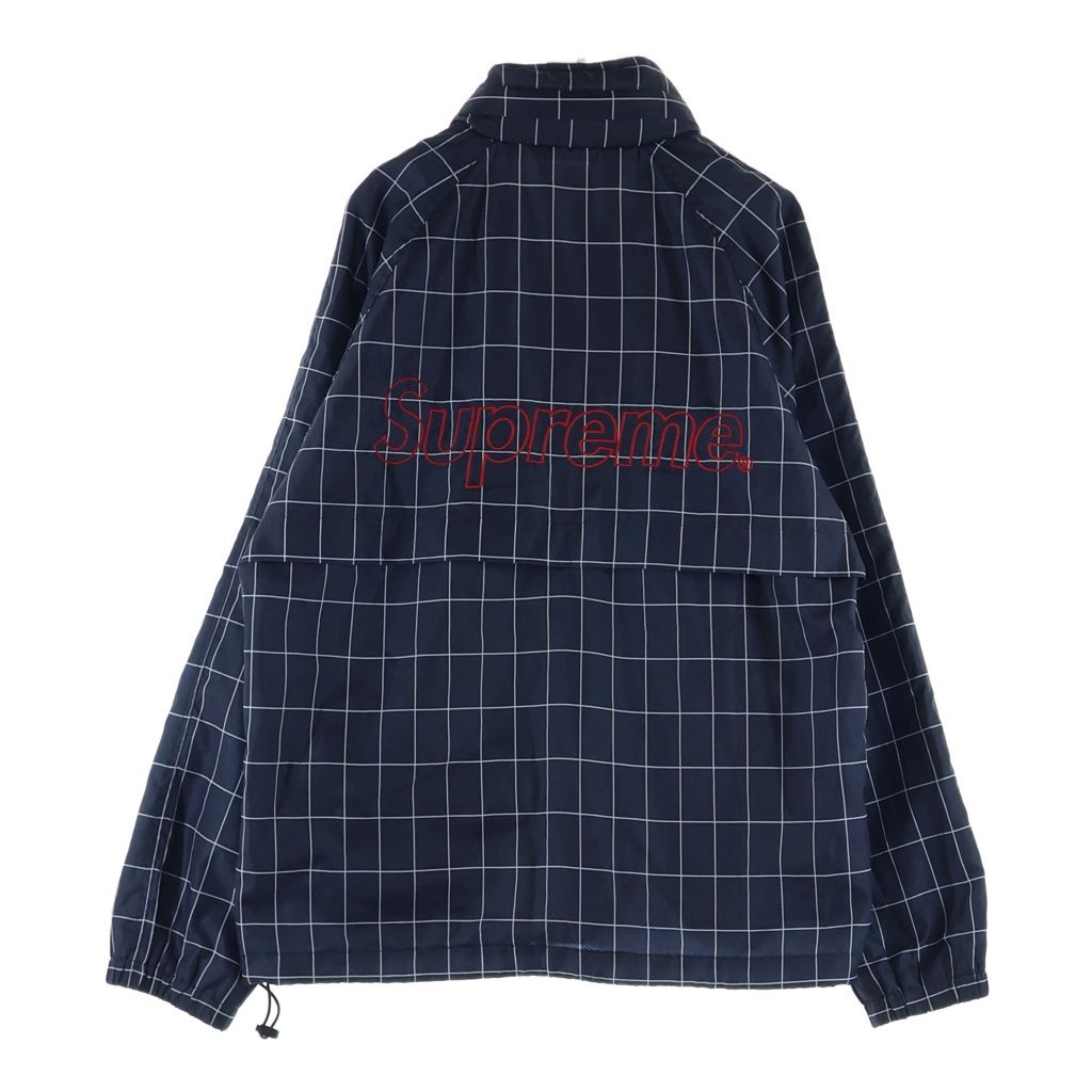 SUPREME (シュプリーム) 15AW Windbreaker Warm Up jacket チェック柄ジップアップ ナイロンジャケット ネイビー